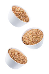 Dried buckwheat on a white isolated background