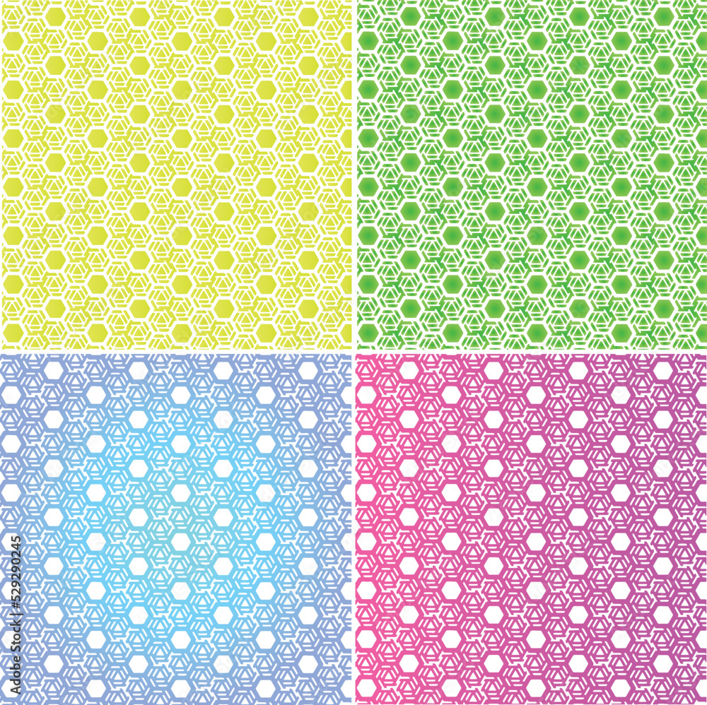 Poster set of repeat seamless pattern with gradient color