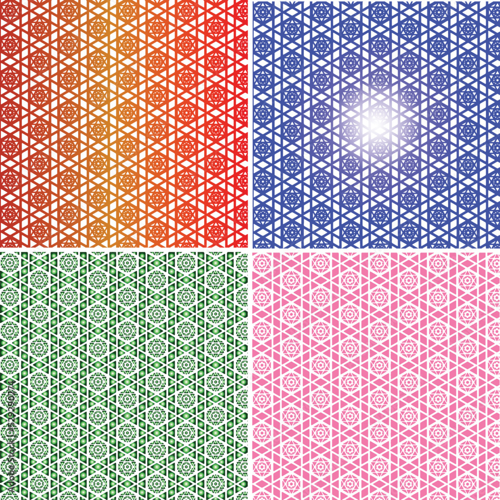 Poster set of seamless periodic repeat star pattern with gradient color