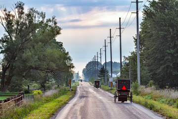 Amish Buggies on Rural Indiana Raod