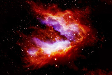 Fototapeta na wymiar Bright purple space nebula. Elements of this image furnished by NASA