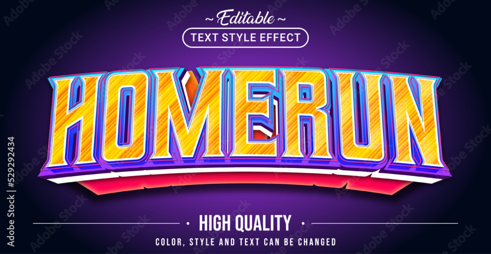 Poster Editable text style effect - Homerun text style theme.
