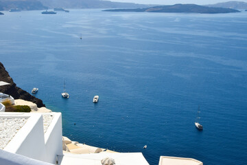 Panoramic view of Santorini, Greece.