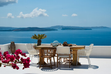 Panoramic view of Santorini, Greece.