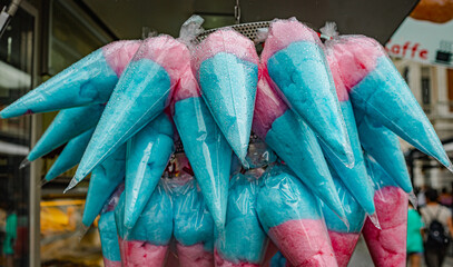 Candy floss in plastic cones