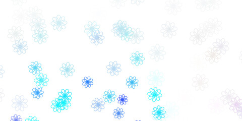 Fototapeta premium Light Pink, Blue vector doodle background with flowers.