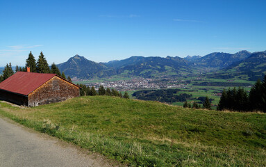 the scenic Bavarian Alps surrounding the town of Sonthofen in the southernmost of Germany, the Oberallgaeu region (Bavaria, Germany)