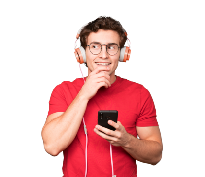Friendly young man making a wondering gesture