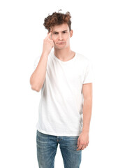 Obraz premium Young guy with a gesture of concentration