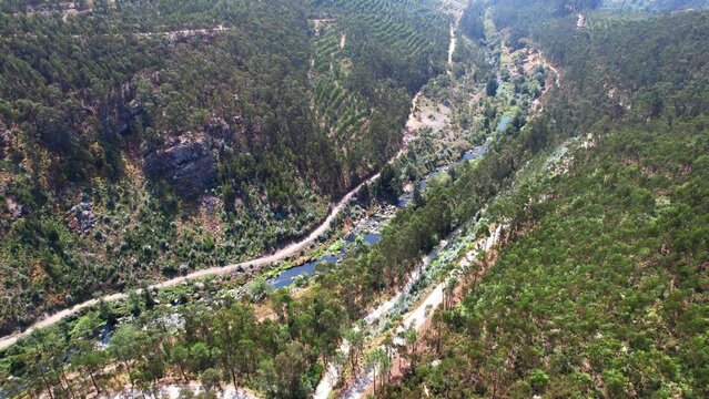 Aerial drone view from Porto Sierras Park in Valongo City, the North of Portugal