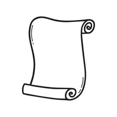 Hand drawn old paper scroll doodle. Papyrus in sketch style. Vector illustration isolated on white background