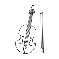 Hand drawn violin doodle. Musical instrument in sketch style. Vector illustration isolated on white background