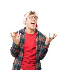 Naklejka premium Young man at Christmas doing gestures