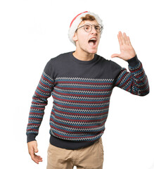 Naklejka premium Young man at Christmas doing gestures