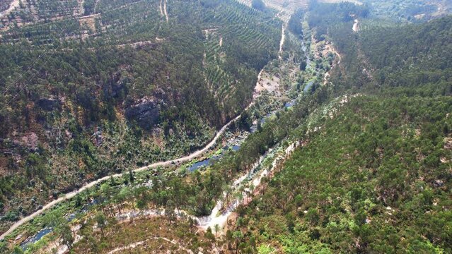 Aerial drone view from Porto Sierras Park in Valongo City, the North of Portugal