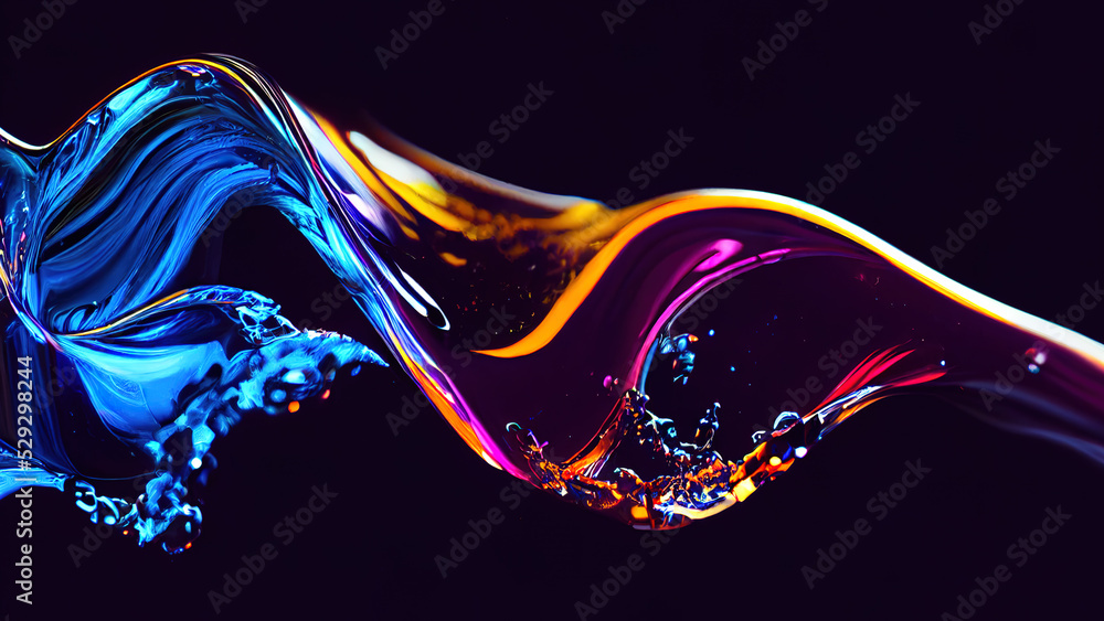 Fototapete Colorful Paint in Motion. Composition of liquid paint pattern for projects on design, creativity and imagination to use as wallpaper for screens and devices