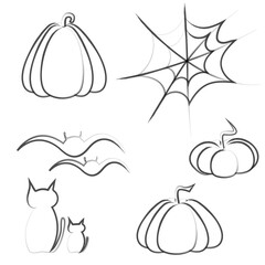 Halloween Set Katze Fledermaus Spinnennetz 