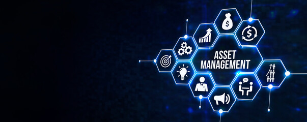 Internet, business, Technology and network concept. Asset management. 3d illustration.