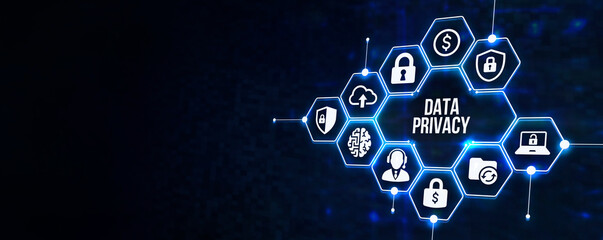 Obraz premium Internet, business, Technology and network concept. Cyber security data protection business technology privacy concept. 3d illustration