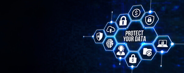 Internet, business, Technology and network concept. Cyber security data protection business technology privacy concept. 3d illustration