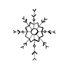 Fototapeta na wymiar Set of doodle Christmas snowflake isolated on white. Vector illustration.