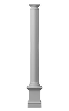 Doric Column 3d render, perfectly realistic and very high resolution. Antique column with doric style.