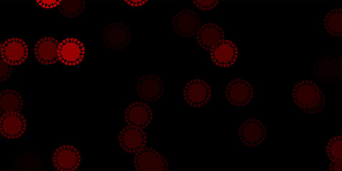 Dark red vector pattern with coronavirus elements.