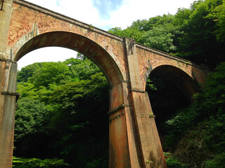 レンガのアーチ橋　廃線信越本線