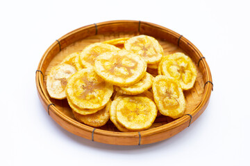 Banana stuffed with tamarind. Fruit snack