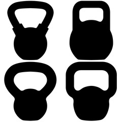 Kettlebell gym weight training, ball dumbbells for Weight training realistic silhouette
