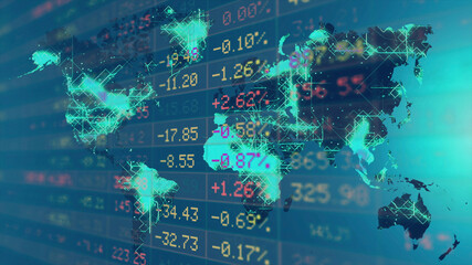 Close-up of stock market data on trading board