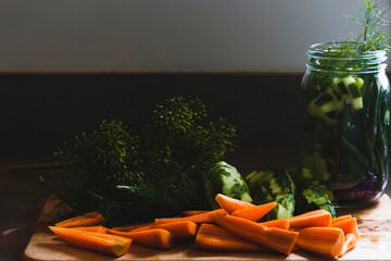 Close-up of fresh food on cutting board