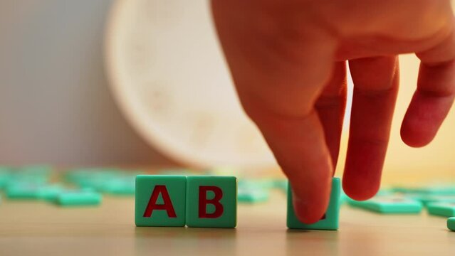 The ABC alphabet made of small colorful cubes with letters. School beginnings. Kids development. High quality 4k footage