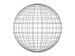 3d render of a polygon sphere wireframe . Perferct form with transparent background. Minimalist monochrome design
