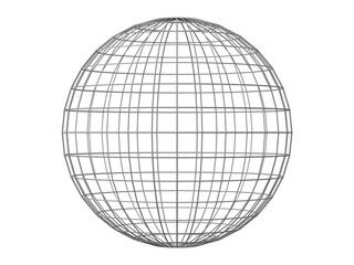 3d render of a polygon sphere wireframe . Perferct form with transparent background. Minimalist monochrome design