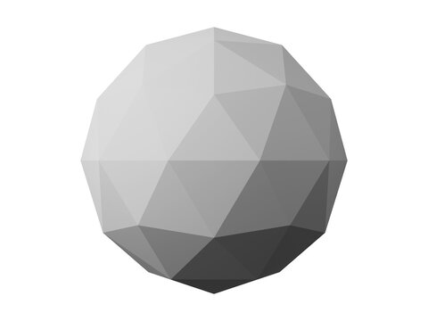 3d render of a polygon sphere. Perferct form with transparent background. Minimalist monochrome design