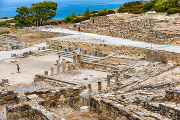 Ancient city of Kameiros on the Greek island of Rhodes in Dodekanisos archipelago. Ancient Kamiros,...
