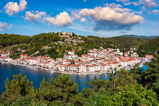 Novigrad Dalmatinski bay panoramic view, Dalmatia, Croatia. Novigrad Dalmatinski bay panoramic view, Dalmatia archipelago of Croatia