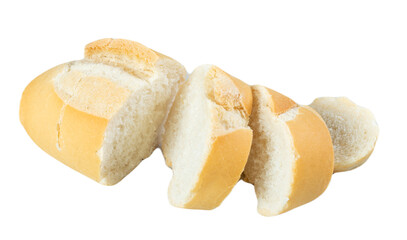 French Bread slices isolated on white Background