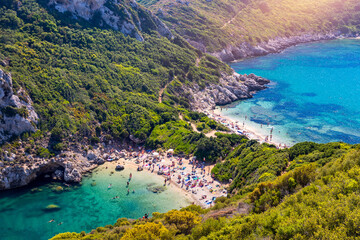 Porto Timoni is an amazing beautiful double beach in Corfu, Greece. Porto Timoni beach at Afionas...