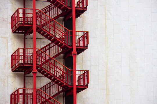 Low Angle View Of Emergency Exit On Office Building