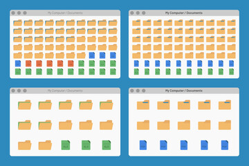 desktop interface window with folder and file format jpg pdf isolated simple ui vector flat illustration