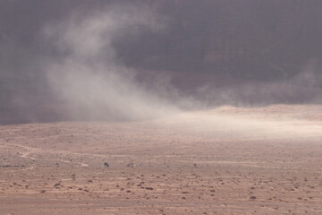 wind in the desert of wadi rum