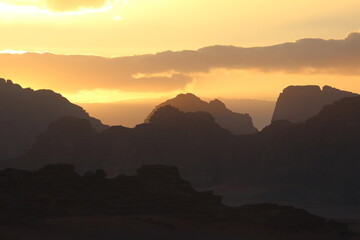 Sunset in the Desert of Wadi Rum, Jordania