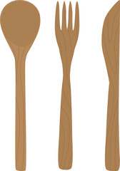 Wooden Cutlery Set Illustration