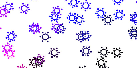 Light pink, blue vector backdrop with virus symbols.