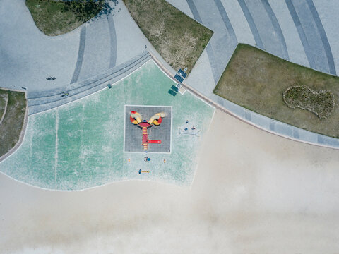 Aerial view of playground at beach