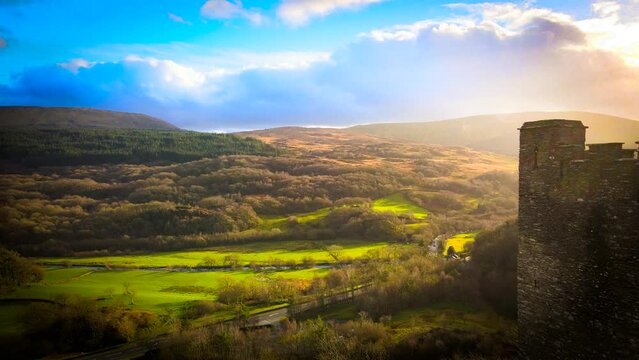 Dolwyddelan Castle is located between Betws-y-Coed and Blaenau Ffestiniog in North Wales, UK