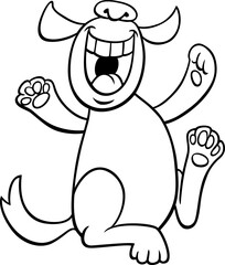 cartoon happy dog animal character coloring page