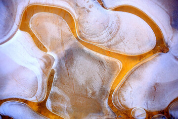 Geometric ice formations in the lake of sanabria Lake